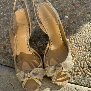 Moschino Glittering Gold Bow Heels